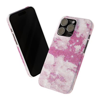 Pink Glitter Sky Phone Case - Sparkling Cloud Design for iPhone