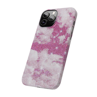 Pink Glitter Sky Phone Case - Sparkling Cloud Design for iPhone