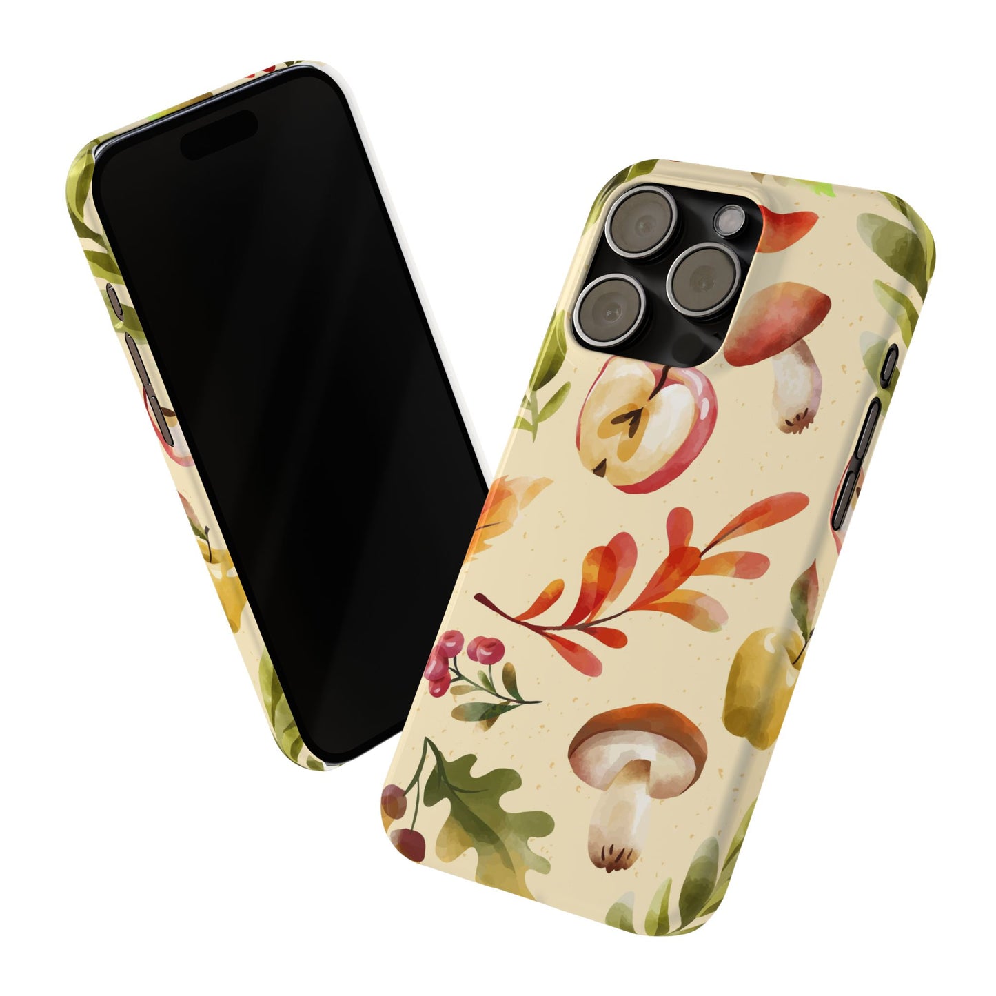 Beautiful iPhone case designs with autumn elements in watercolor style. These phone case designs are perfect for iPhone 16, 15, iPhone 14 and 13