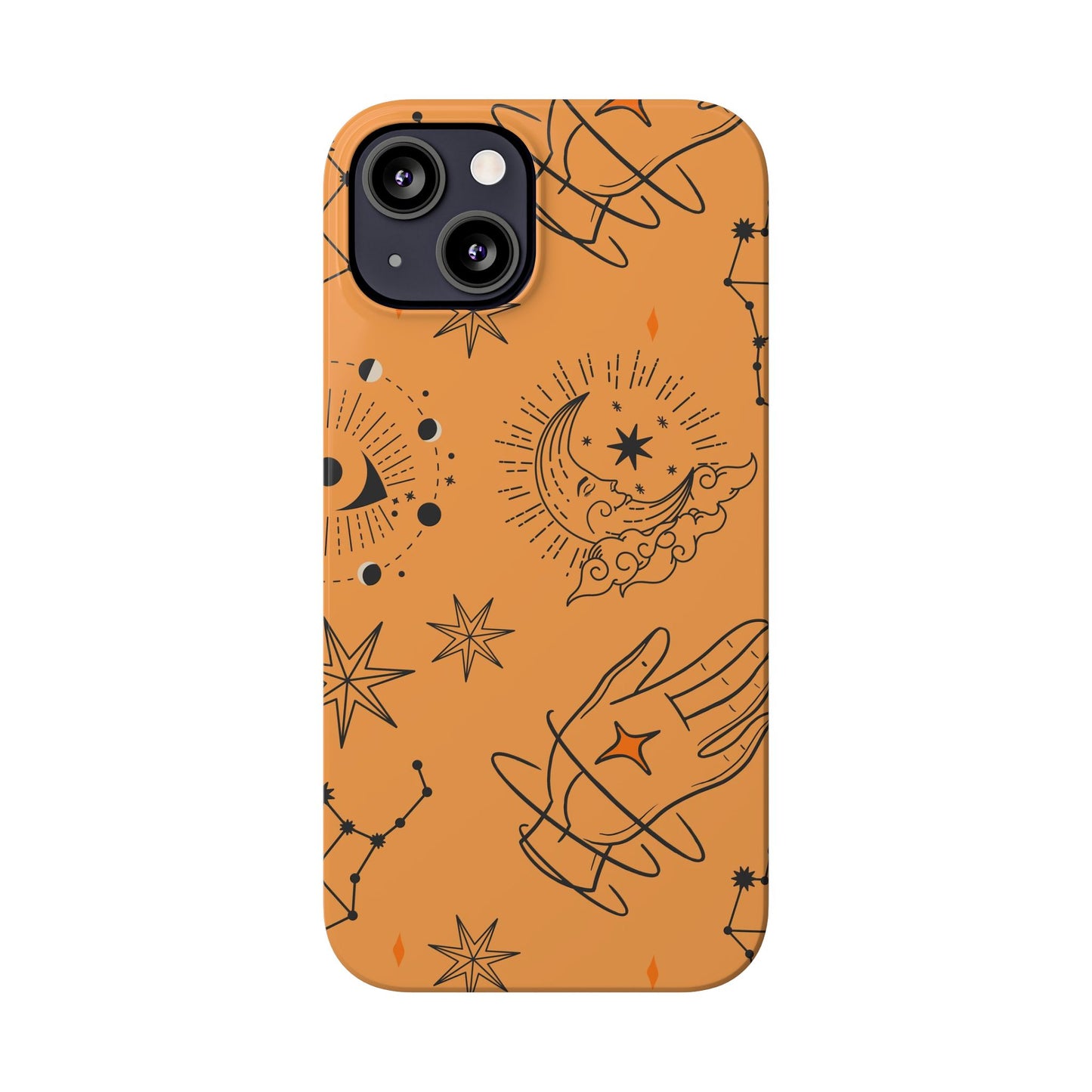 Orange Mystical Astrology iPhone 16, 15, 14, 13 Case - Ideal Gift for Astrology Enthusiasts - Celestial Artistry - Fits iPhone 15 Pro and Max