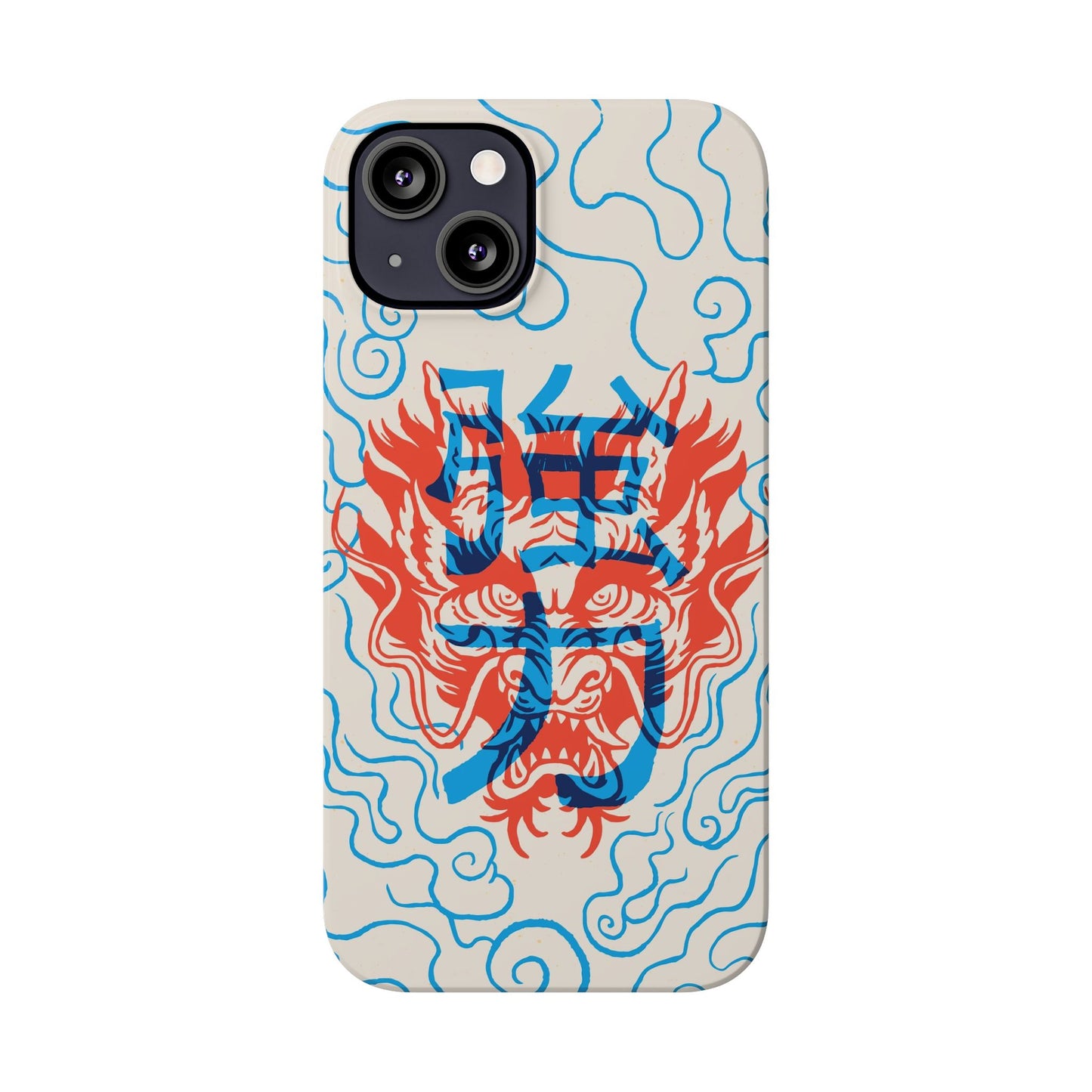 Geek iphone case with asian art duotone style. Case for iphone 15, iphone 14 and iphone 13 pro and max.