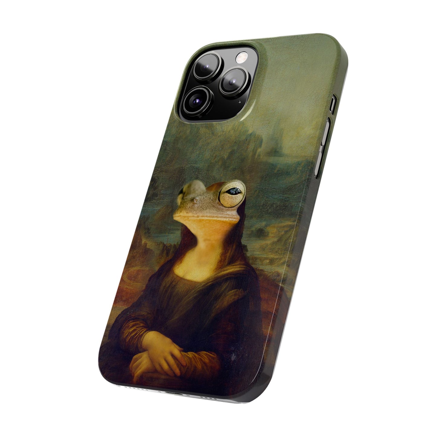 Froggy iPhone Case, Mona Lisa Parody, Wireless Charging - iPhone 16, 15, 14, 13 Pro/Max