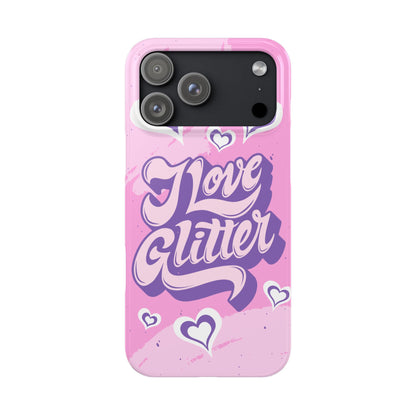 "i love glitter" Design and hearts