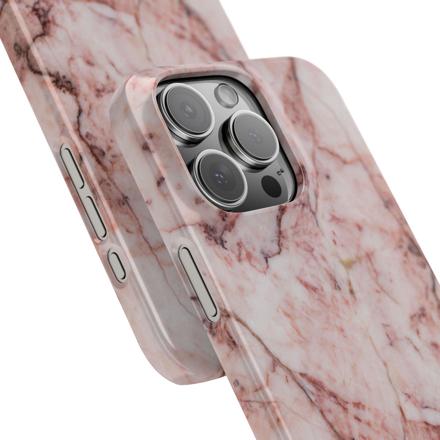 Case iPhone Natural pink stone marble design. For iphone 15, iphone 14 and iphone 13. Pro and max. Supports wireless charging. Premium