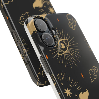 Black and Gold Mystical Astrology iPhone  16, 15, 14,  13 Case. Perfect Gift for Astrology Lovers. Celestial Symbolism - Fits iPhone 15 Pro & Max