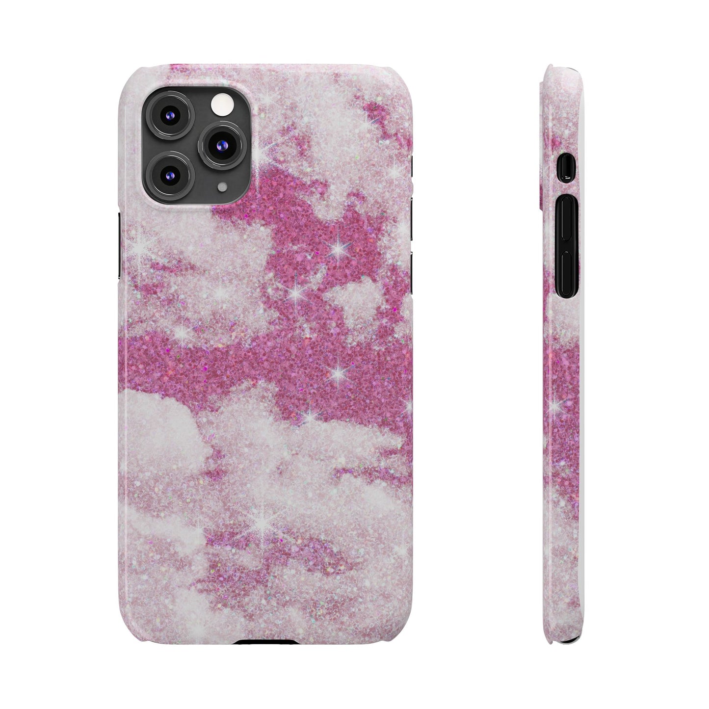 Pink Glitter Sky Phone Case - Sparkling Cloud Design for iPhone
