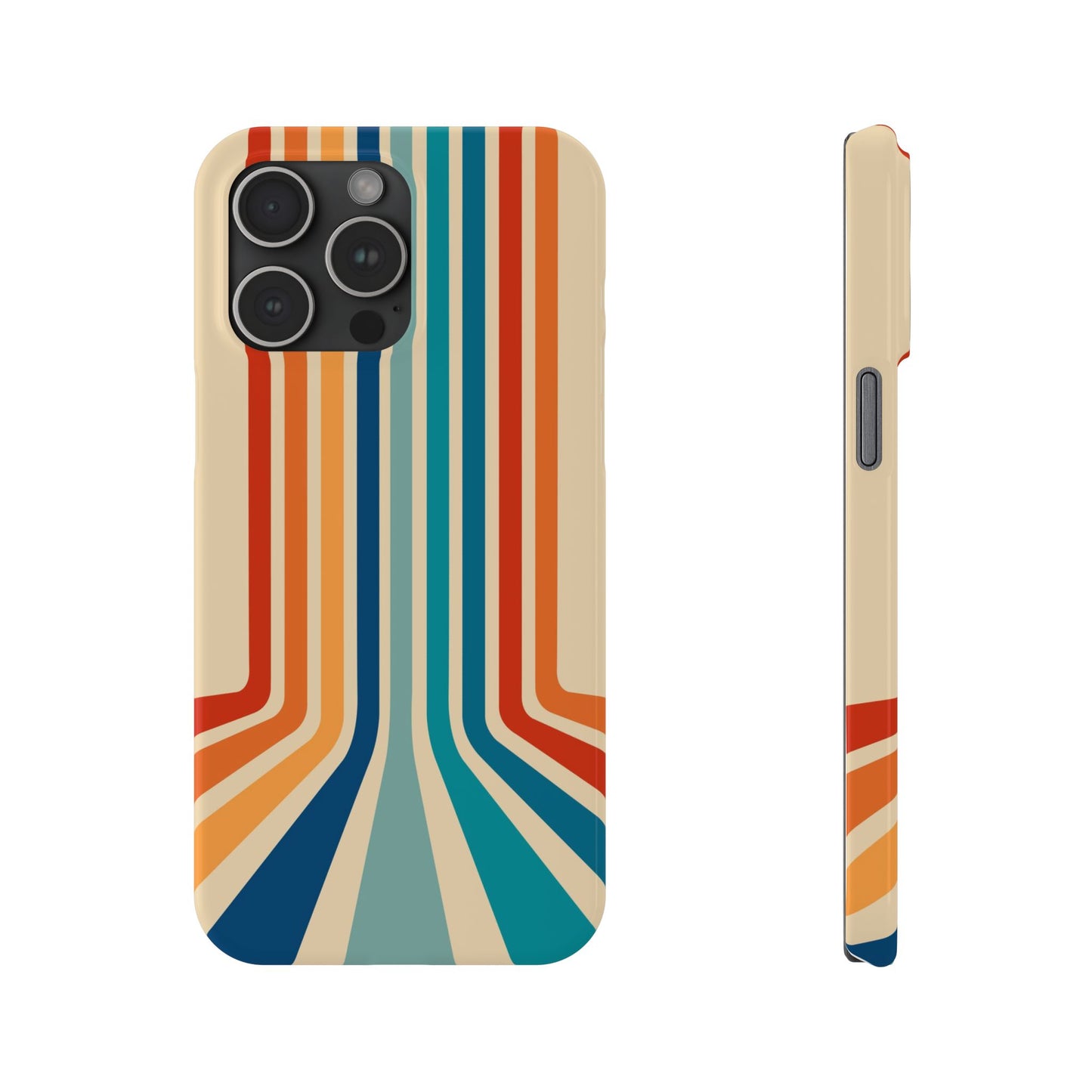 Retro iPhone case with abstract stripes on the horizon - Timeless Design for Summer - For iPhone 13, iPhone 14 and iPhone 15 pro and max.