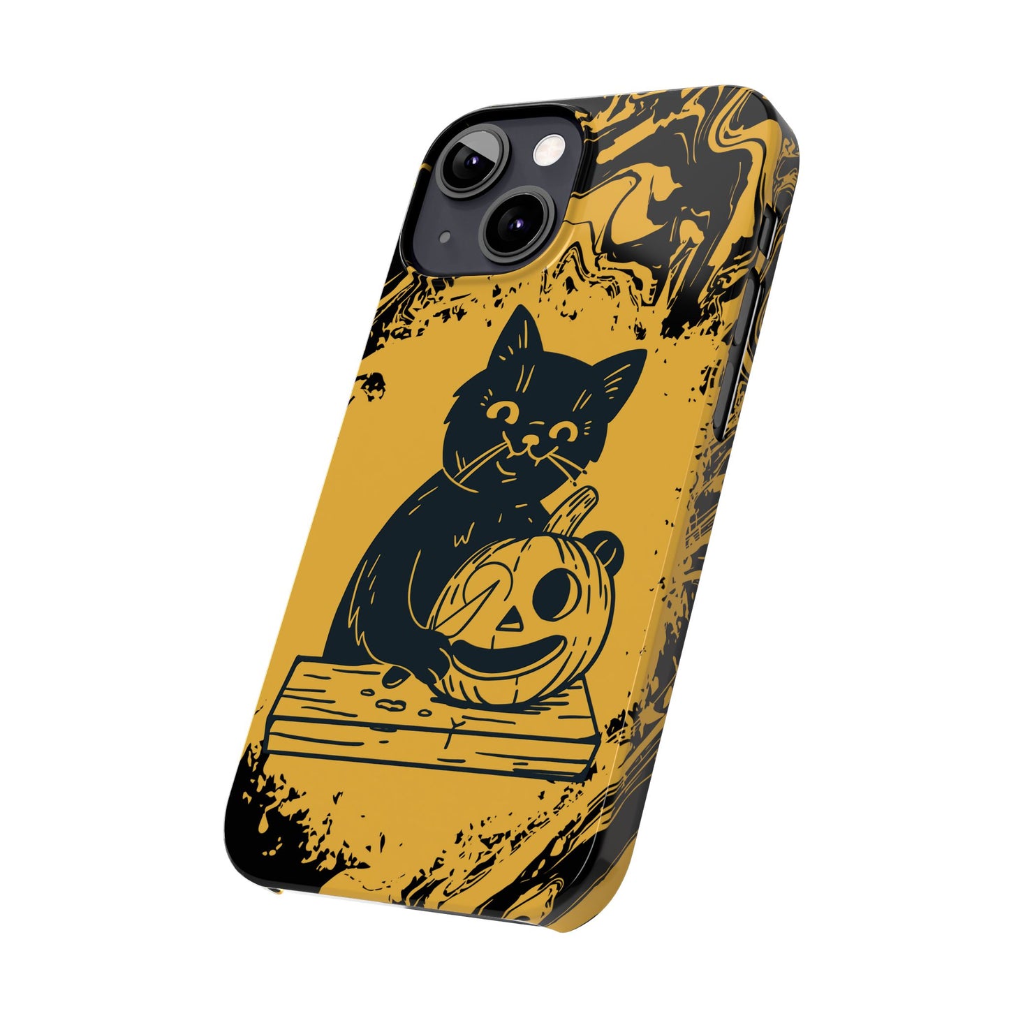 iPhone Case Halloween Edition: Kitty Carving Pumpkin. Iphone 16, 15 case, iphone 14 case, iphone 13 case. Pro, max and mini